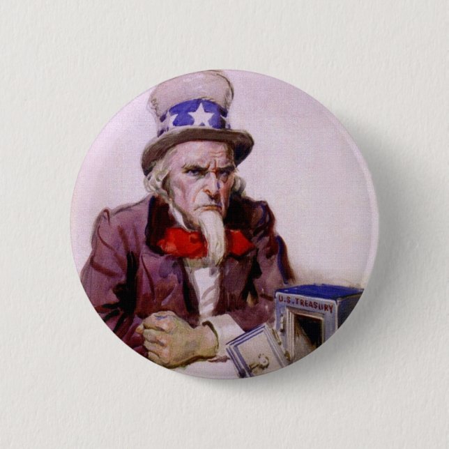 Uncle Sam Mit einem leeren Fiskus Button (Vorderseite)