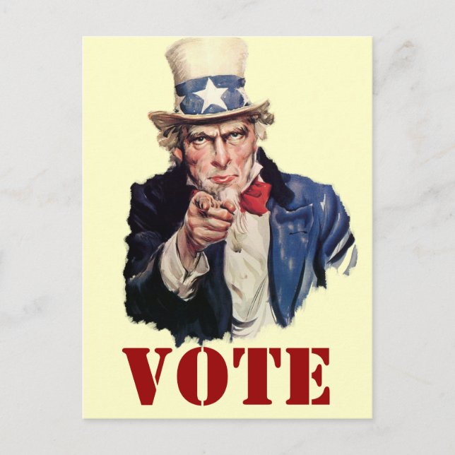 Uncle Sam Patriotic VOTE Designs Postkarte (Vorderseite)