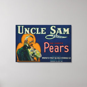 Uncle Sam Pear Crate LabelWapato, WA Leinwanddruck