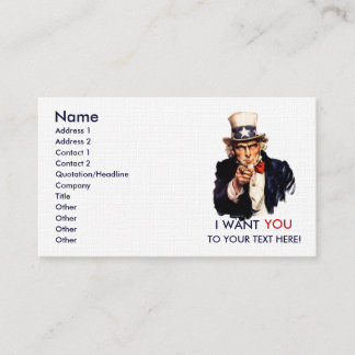 Uncle Sam Personalisierte Geschäfts-Karten Visitenkarte