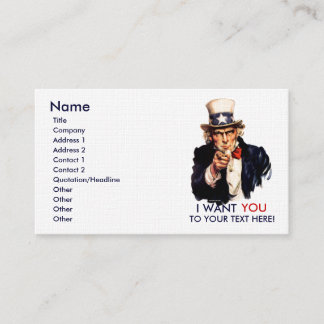Uncle Sam Personalisierte Geschäfts-Karten Visitenkarte