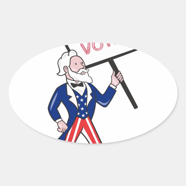 Uncle Sam Plakat-Abstimmungs-stehender Cartoon Ovaler Aufkleber (Vorderseite)