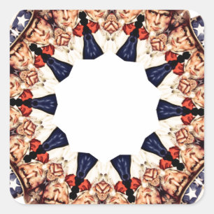 Uncle Sam Pointing Finger Kaleidoscope Quadratischer Aufkleber