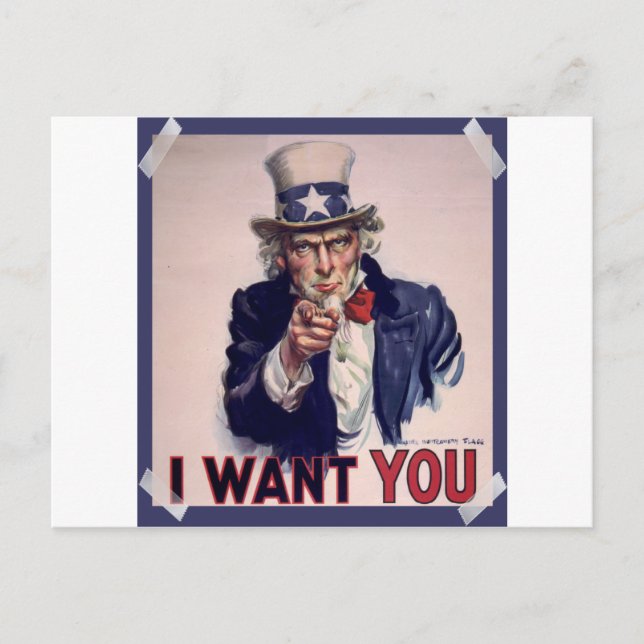 Uncle Sam Poster Hochwertige Postkarten (Vorderseite)