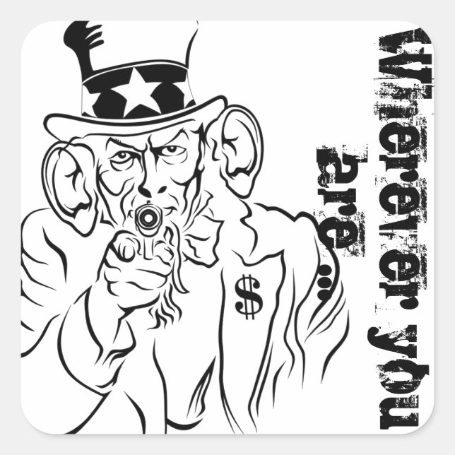 Uncle Sam Quadratischer Aufkleber (Vorderseite)