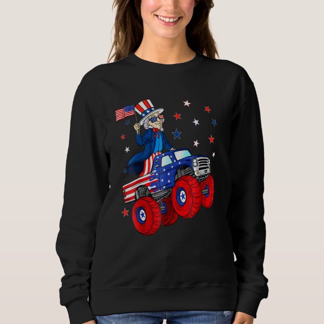 Uncle Sam Riding Monster Truck 4. Juli Boys Ki Sweatshirt (Vorderseite)