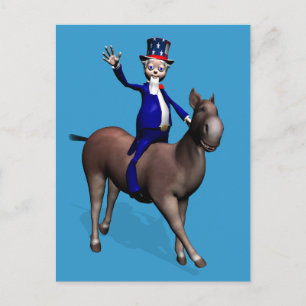 Uncle Sam Riding on Donkey Postkarte