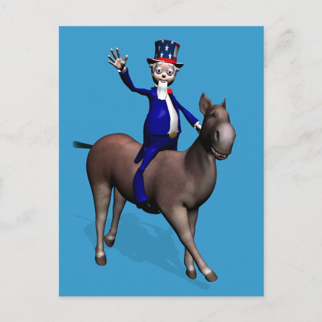 Uncle Sam Riding on Donkey Postkarte (Vorderseite)
