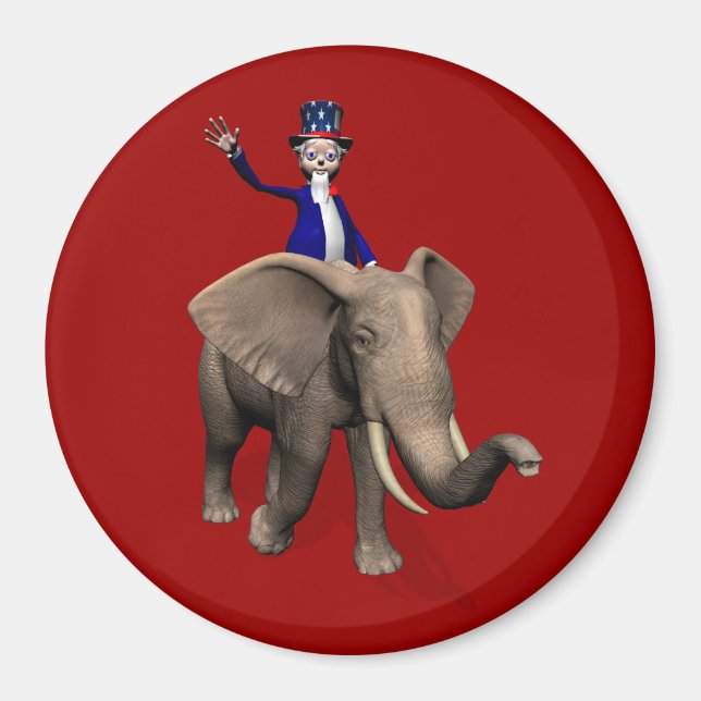 Uncle Sam Riding on Elephant Magnet (Vorne)