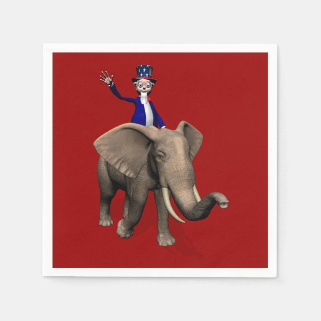 Uncle Sam Riding on Elephant Serviette (Vorderseite)