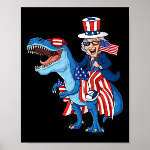 Uncle Sam riding T Rex 4. Juli Jungs Mädchen Kinde Poster
