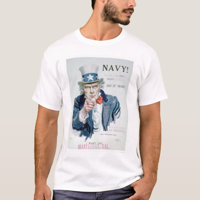 Uncle Sam Ruft Sie an!  Tragen Sie Marine ein T-Shirt (Vorderseite)