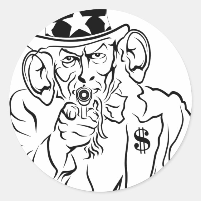 Uncle Sam Runder Aufkleber (Vorderseite)