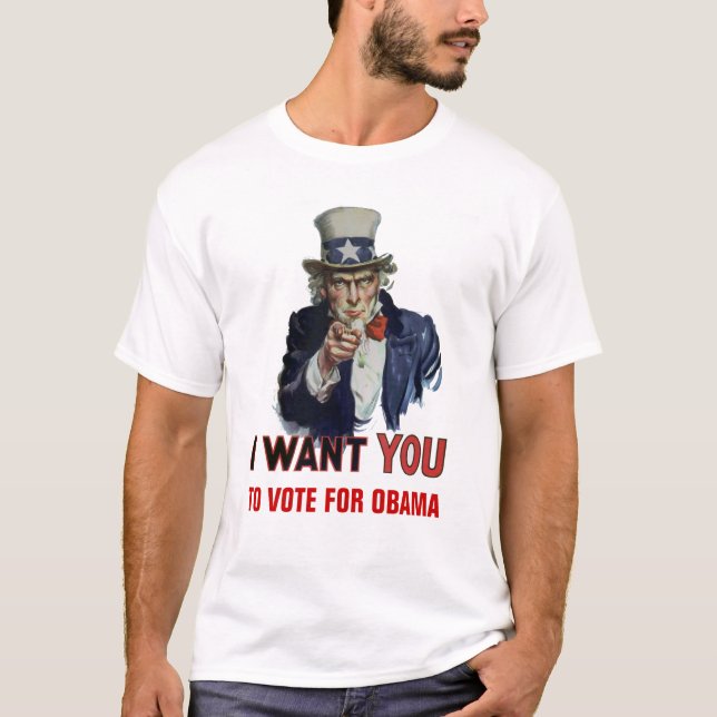 Uncle Sam Sagt, "Abstimmung für Obama " T-Shirt (Vorderseite)