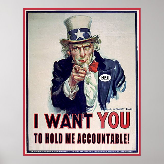Uncle Sam sagt 'Hold Me Accountable' Poster (Vorne)