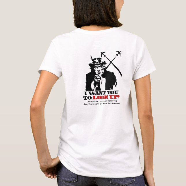 Uncle Sam sagt Stopp Chemtrails T-Shirt (Rückseite)