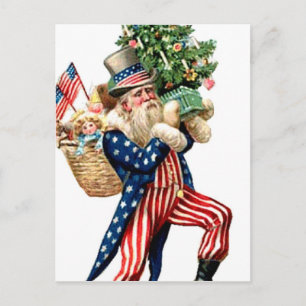 Uncle Sam Santa Claus Christmas Feiertagspostkarte
