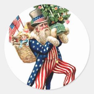 Uncle Sam Santa Claus Christmas Runder Aufkleber
