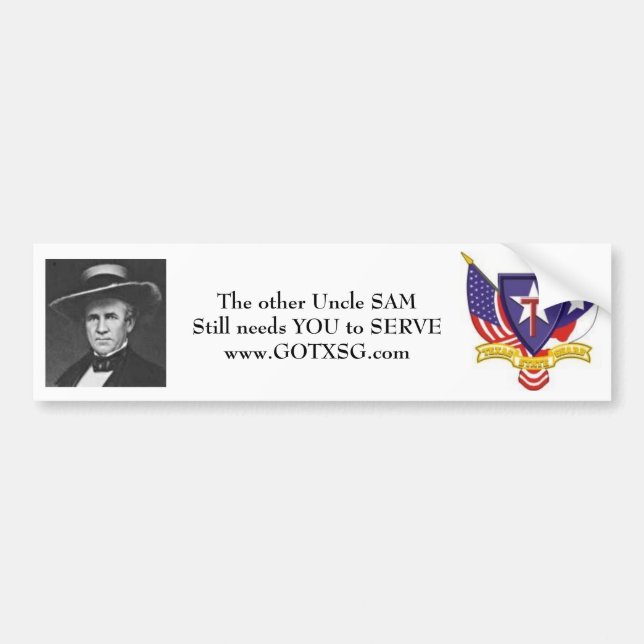 Uncle Sam Schutz Houstons, TXSG Texas Staat Autoaufkleber (Vorne)
