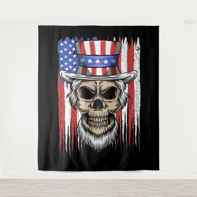 Uncle Sam Skull Wandteppich (Vorderseite)