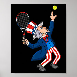 Uncle Sam Tennis 4. Juli Patriotic Boys Girls Poster