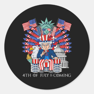 Uncle Sam Throne 4. Juli USA Patriotic Boys Ki Runder Aufkleber