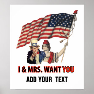 Uncle Sam Und Dame USA Poster