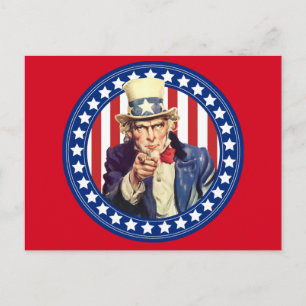Uncle Sam US Flagge Postkarte