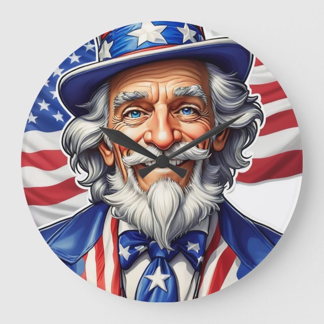 Uncle Sam USA Große Wanduhr (Vorderseite)