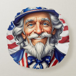 Uncle Sam USA Rundes Kissen