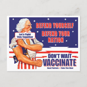 Uncle Sam Vaccinate Let's fight this Together Post Postkarte