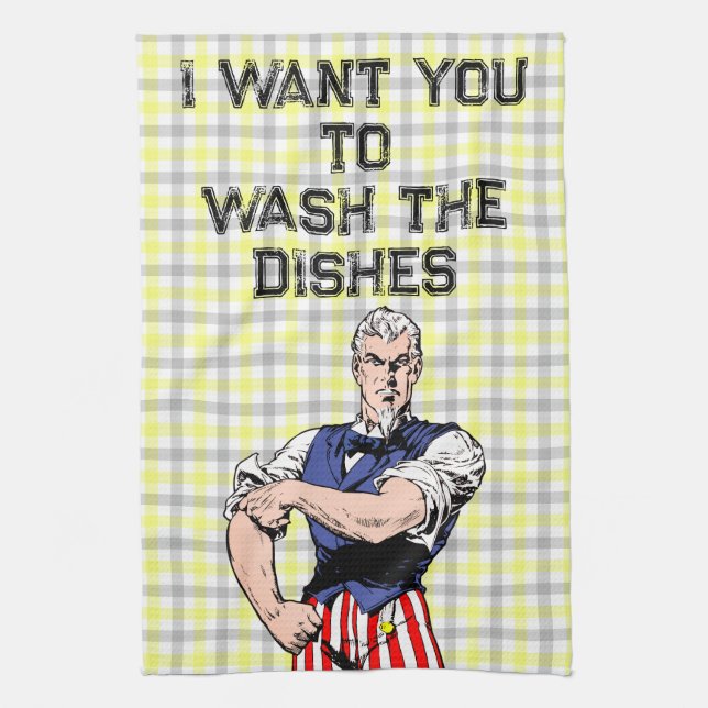 Uncle Sam Wants Your Dishes Towel Geschirrtuch (Vertikal)