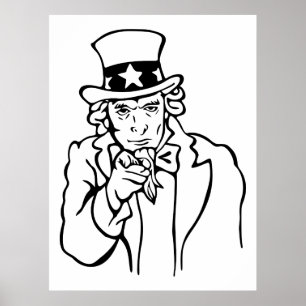 Uncle Sam We Woll You Line Zeichnend Poster