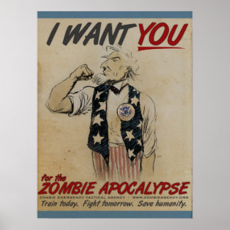 Uncle Sam Will dich für Zombie Apokalypse Poster
