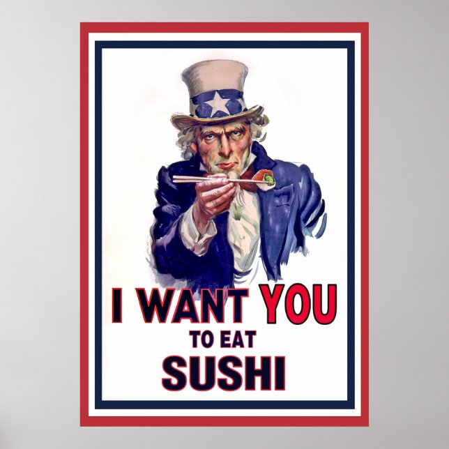 Uncle Sam Will dich zu essen Sushi Poster (Vorne)