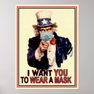Uncle Sam Will dir, ein Face Mask USA Office zu tr Poster