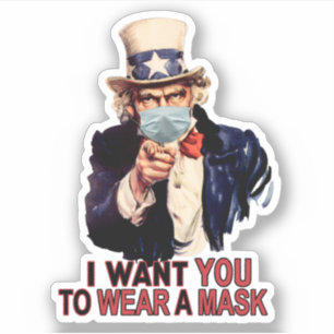 Uncle Sam Will dir, eine Gesichtsmaske USA zu trag Aufkleber
