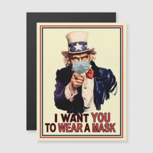 Uncle Sam Will dir, eine Gesichtsmaske USA zu trag Magneteinladung