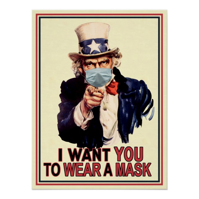 Uncle Sam Will dir, eine Gesichtsmaske USA zu trag Poster (Vorderseite)