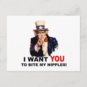 Uncle Sam WILL DIR, MEINE NIPPLES ZU BITTEN Postkarte