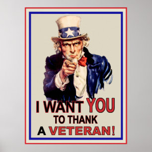 Uncle Sam Will ich Sie, um einem Veteranen-Plakat Poster