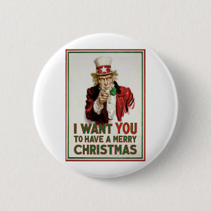 Uncle Sam Will SIE, um frohen Weihnachten zu haben Button