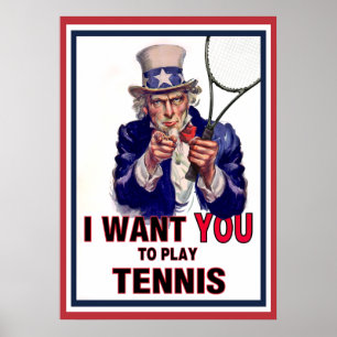 Uncle Sam Will Sie, um Tennis zu spielen! Poster