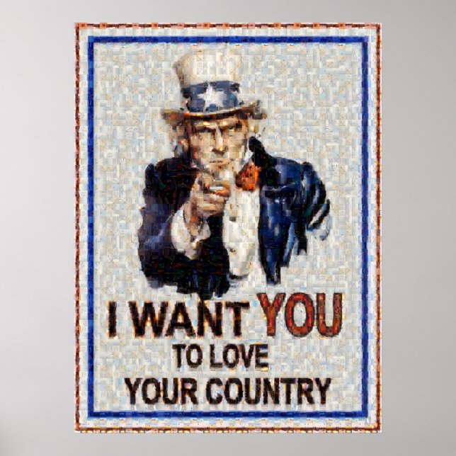 Uncle Sam Will You Mosiac (Made from 3000 Fotos) Poster (Vorne)