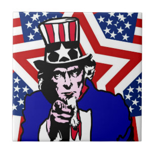 Uncle Sam with Stars & Stripes Hintergrund Fliese