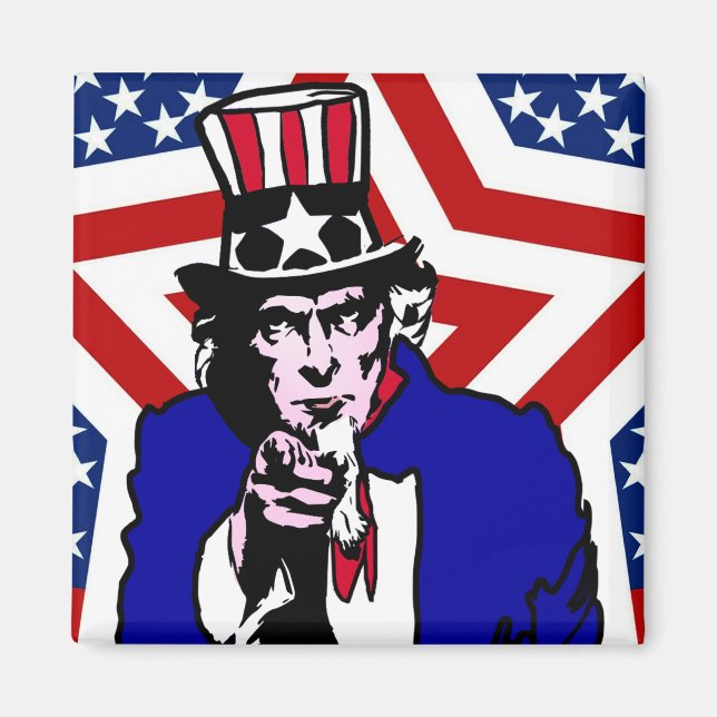 Uncle Sam with Stars & Stripes Hintergrund Magnet (Vorne)