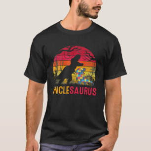 Uncle Saurus Rex Autism Awareness Funny Dinosaurie T-Shirt