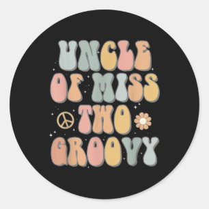 Uncle Two Groovy Second Birthday Retro 2. Bday Pa Runder Aufkleber