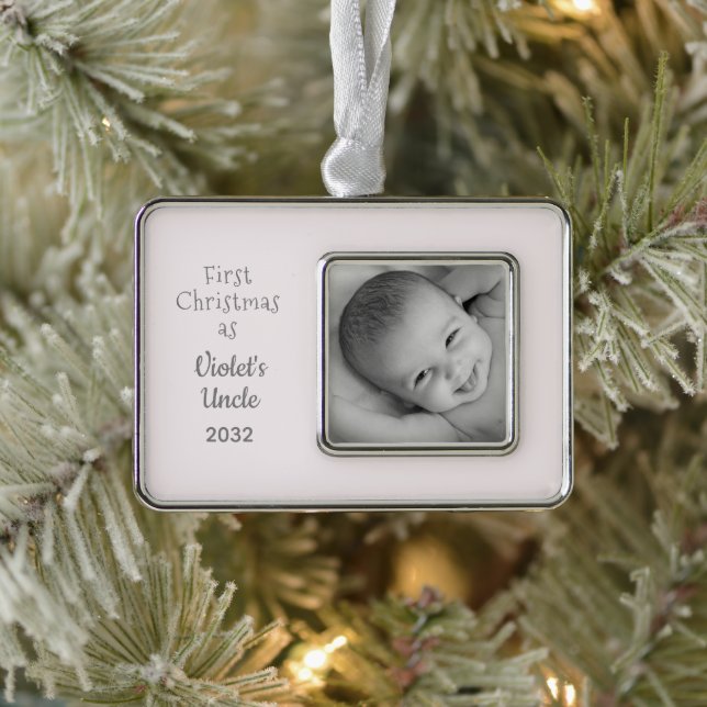 Uncles 1 Christmas Niece Personalisiert Name Foto Rahmen-Ornament Silber (Baum)