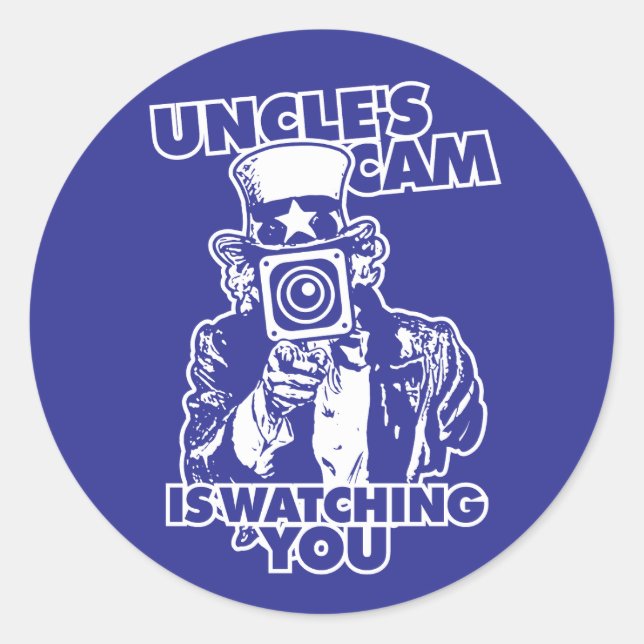 Uncle's Cam is Watching You Runder Aufkleber (Vorderseite)